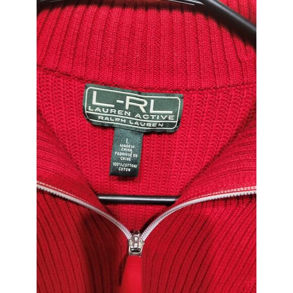 LRL Lauren Active Ralph Lauren 1/4 Zip Mock Neck Sweater Womens Large Red - Picture 5 of 9